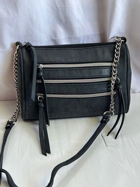 Gray Faux Suede Chain-Trim Crossbody Bag - Modern Everyday